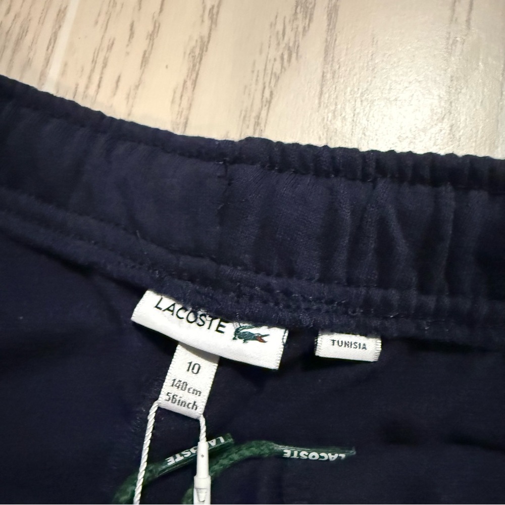 Lacoste Boys 10 Navy Core Fleece Shorts Logo Athletic NWT - Picture 7 of 14